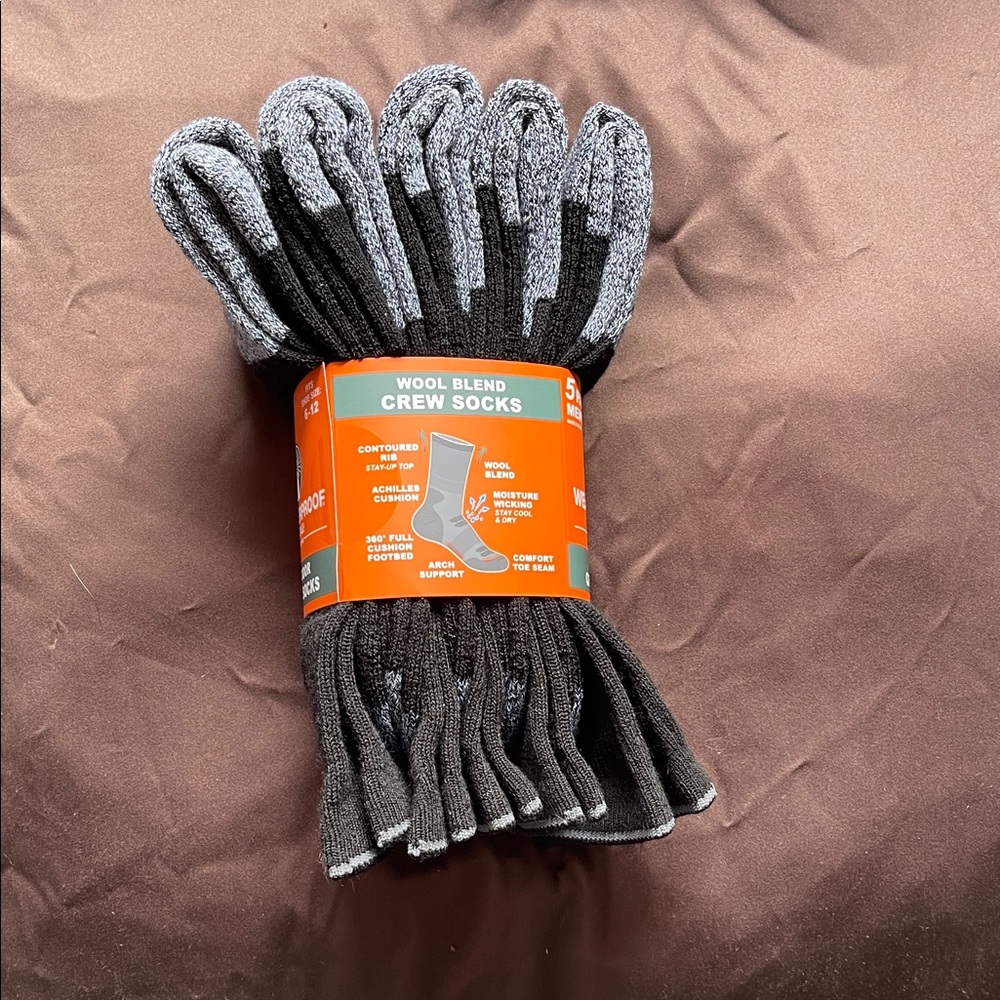 *NEW* Weatherproof Men's Outdoor Crew Socks - Black and Gray - Picture 5 of 5